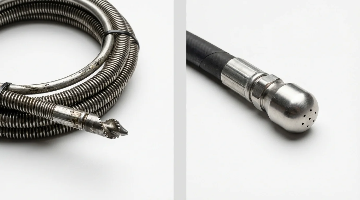 Drain snake cable and hydro jetting nozzle used for drain cleaning in Britton, SD