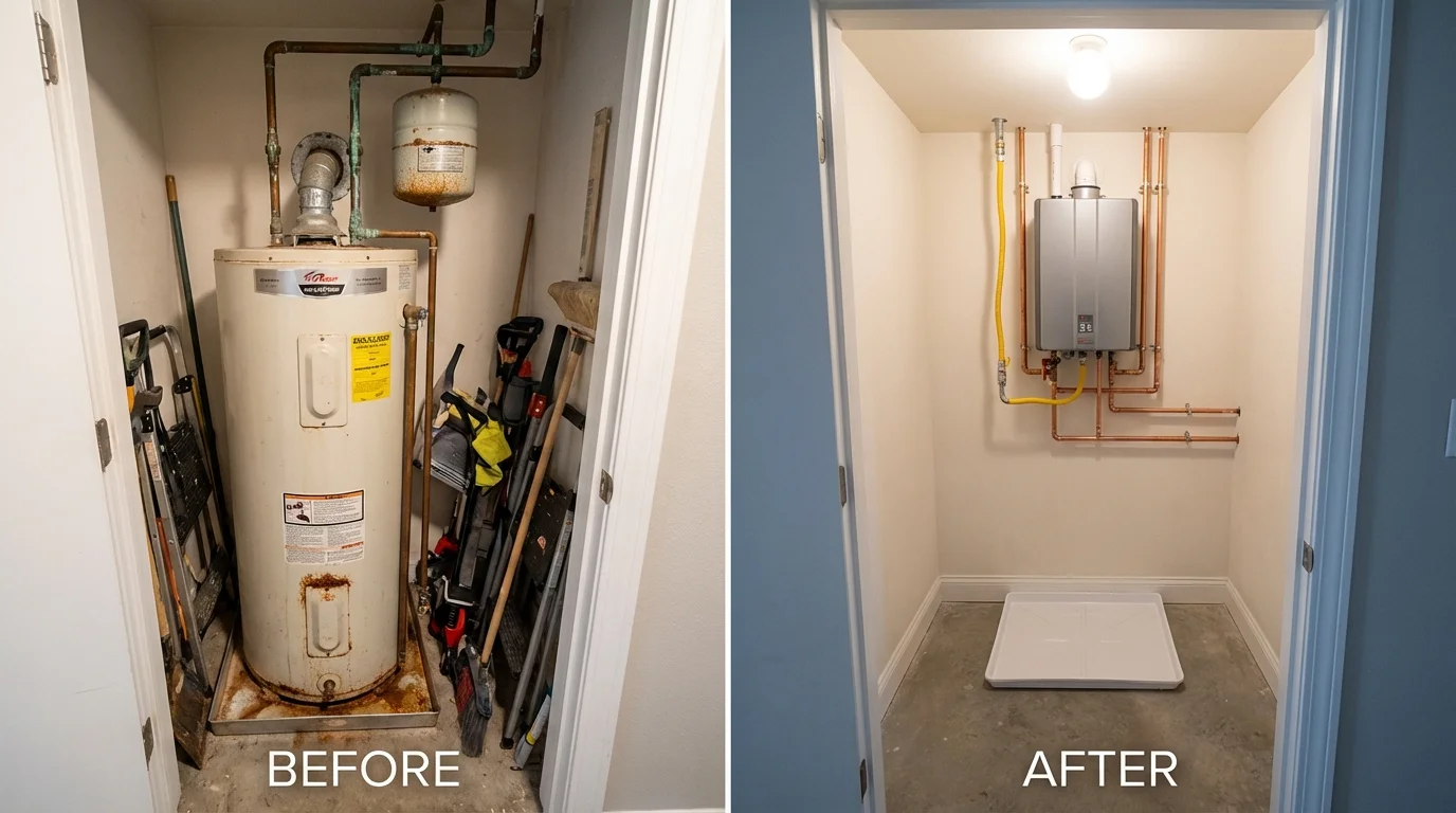 Tank water heater versus wall-mounted tankless unit comparison for Britton, SD homeowners